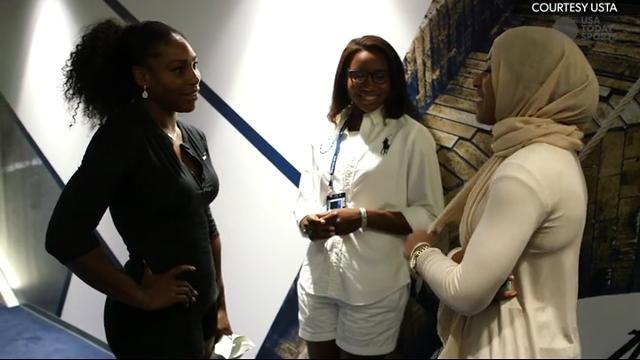 Serena Williams chats with fellow Olympians