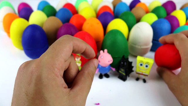 LEARN COLORS for Children 55 Play Doh Surprise Eggs !! Peppa Pig Batman Cars Minions Toys 4 Kids