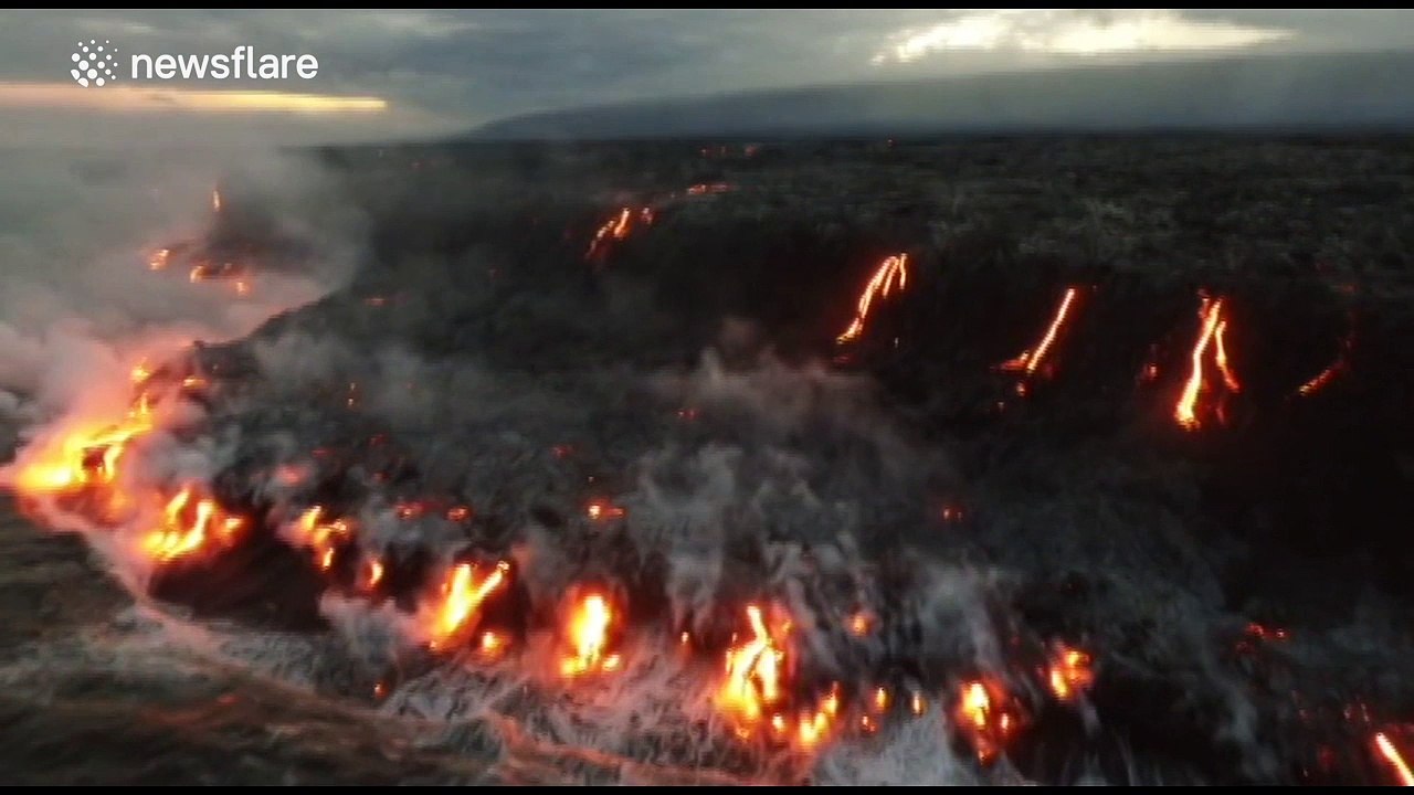 Lava flow hits the ocean on Hawaii's Big Island