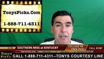 Kentucky Wildcats vs. Southern Mississippi Golden Eagles Free Pick Prediction NCAA College Football Odds Preview 9/3/201