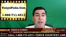 Florida Gators vs. Massachusetts Minuteman Free Pick Prediction NCAA College Football Odds Preview 9/3/2016