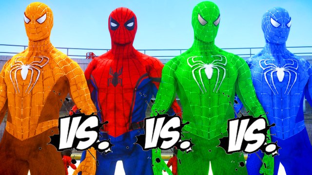 SPIDER-MAN vs GREEN SPIDERMAN vs ORANGE SPIDERMAN vs BLUE SPIDERMAN - EPIC SUPERHEROES BATTLE