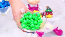 Masha and the Bear Learn Colors Baby Doll Bath Time with M&Ms Candy Color Balls for Kids Toddlers
