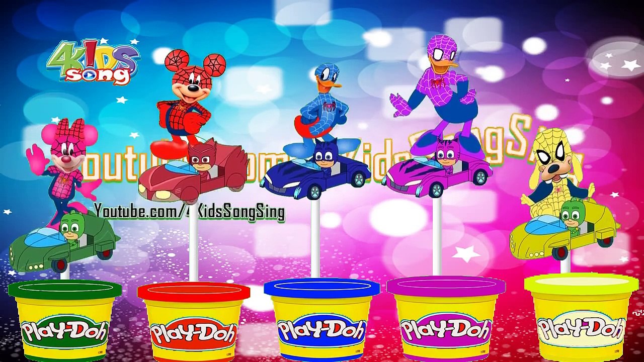 Mickey Mouse PJ Masks Spiderman Finger Family - Mickey Mouse Learn Color