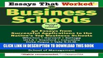 Collection Book Essays That Worked for Business Schools: 40 Essays from Successful Applications to