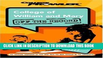 Collection Book College of William and Mary: Off the Record (College Prowler) (College Prowler: