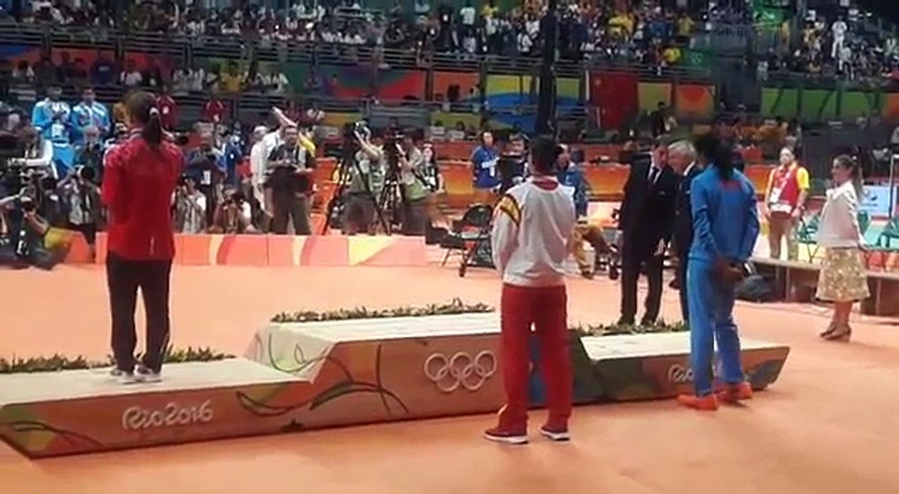 Indian female P.V. Sindhu In Olympic Medal Ceremony