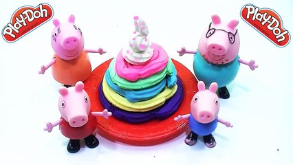 Play Doh Frozen - Set peppa pig family eat Play Doh cake - Creative video for kids