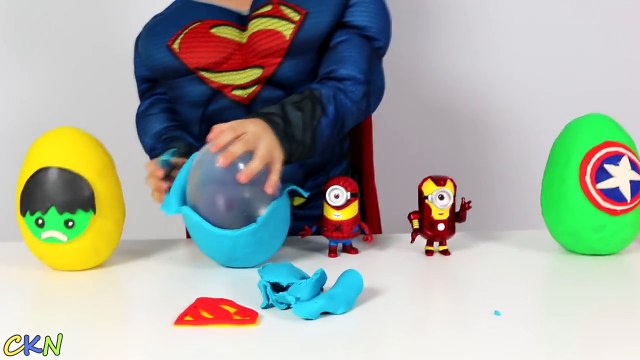Play-doh Superhero Surprise Eggs Opening With Batman Spiderman Superman Hulk Ironman Ckn
