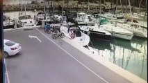 Un pêcheur oublie de mettre le frein à main de sa voiture