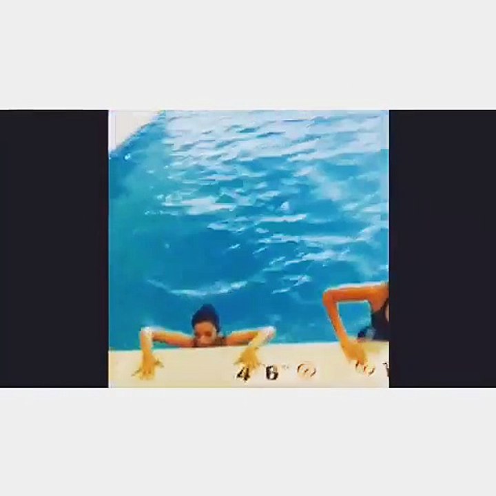 aliaabhattPre show prepping with some Aerobics in the pool today!!!!