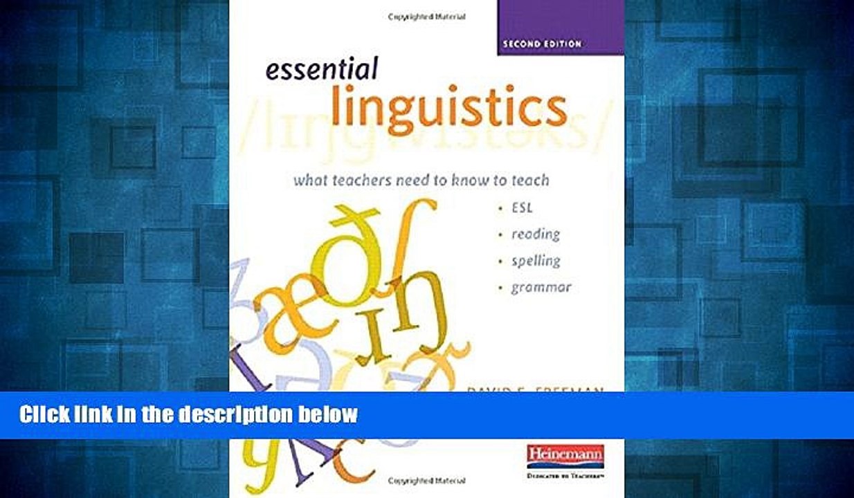 READ FREE FULL  Essential Linguistics, Second Edition: What Teachers Need to Know to Teach ESL,