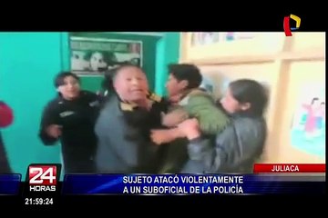 Juliaca: sujeto agredió a policía en plena comisaría