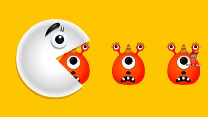 Pacman Eating Colors Monsters with Big Mouth | Funny Videos For Kids Children Toddlers Babies