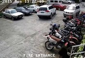 Bad driver crashes all through parking lot