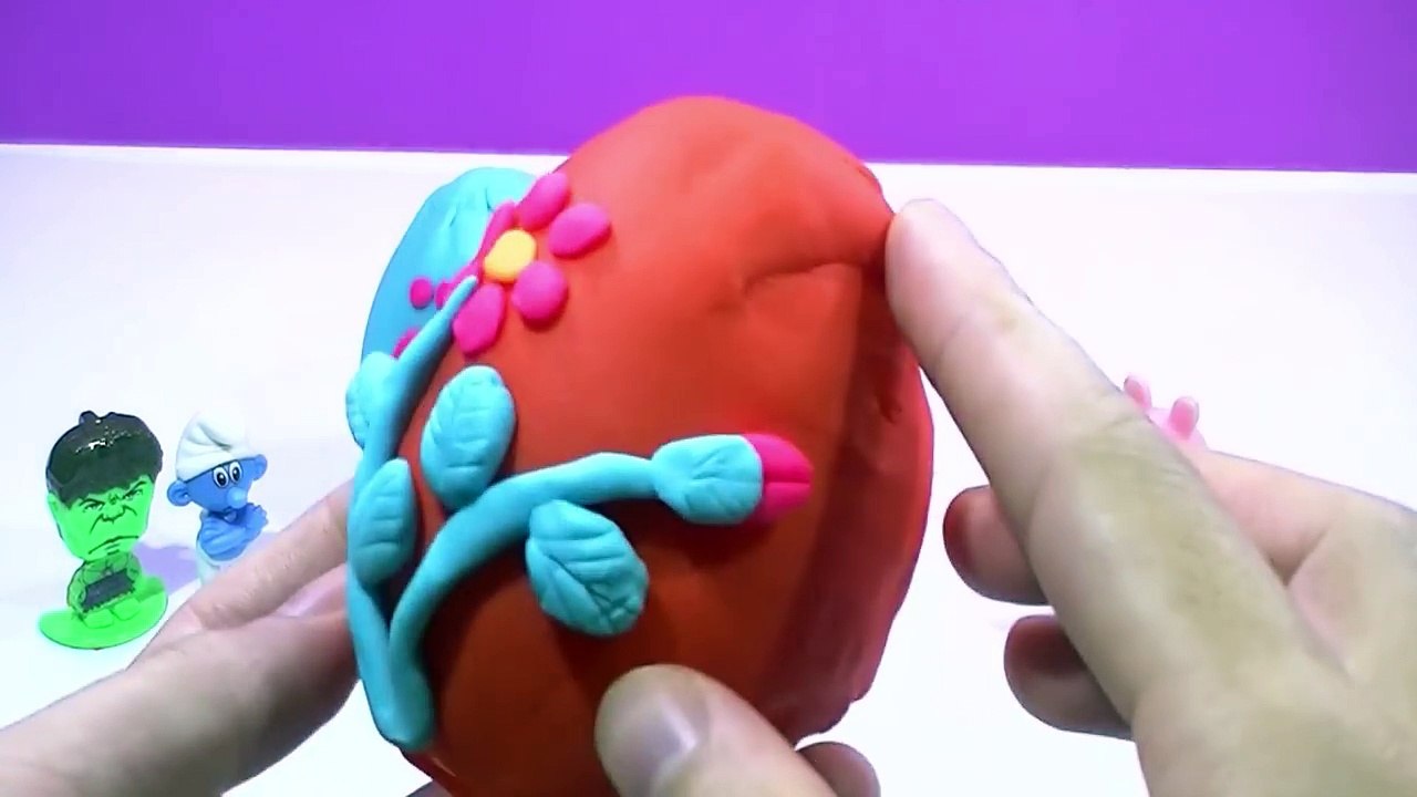CARS TOYS HULK FLOWER EGGS!!!- Kinder surprise play doh eggs peppa pig español 2016