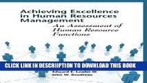 [New] Achieving Excellence in Human Resources Management: An Assessment of Human Resource