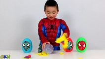 Ultimate Spiderman Play-Doh Surprise Eggs Opening Fun With Ckn Toys