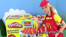 McDonalds Drive-Thru Play-Doh Toy Restaurant! Barbie Serves Peppa Pig, Happy Meal by HobbyKidsTV