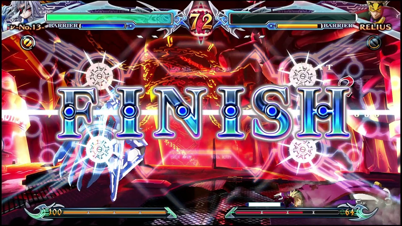 BlazBlue: Chrono Phantasma Extend Nu-13 vs Relius Clover review footage by Classic Game Room