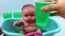 Baby Doll Bath in Green Gooey SLIME Pretend Play for Children