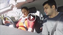 Husband scared when drive his wife
