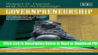 [Get] Governpreneurship: Establishing a Thriving Entrepreneurial Spirit in Government Free Online