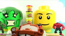 HULK MANIA Giant Lego Head Play-Doh Makeovers! Surprise Toys Batman   Mater Kinder Eggs HobbyKidsTV