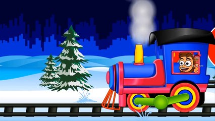 Learn Colours With Train Vehicle | Train Carry Colors For Kids Children Toddlers with Monkey Animal