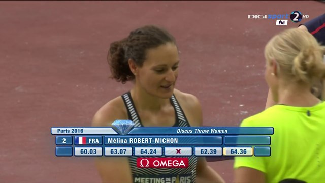 lancer du disque F - DL Paris, 27 août 2016 (Perkovic 67m62, Robert-Michon 2e à plus de 64m)