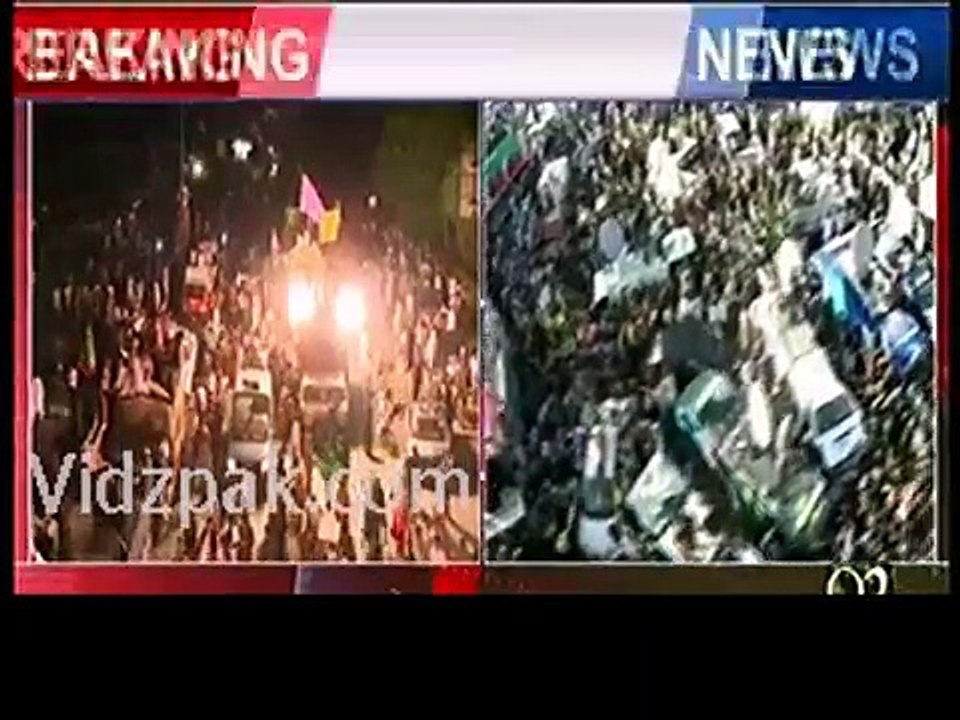 Arial view of PTI ehtsaab rally huge crowd gathered around Imran Khan's container