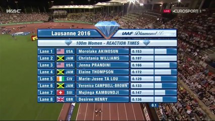 100m F - DL Lausanne, 25 août 2016 (Thompson 10''78)