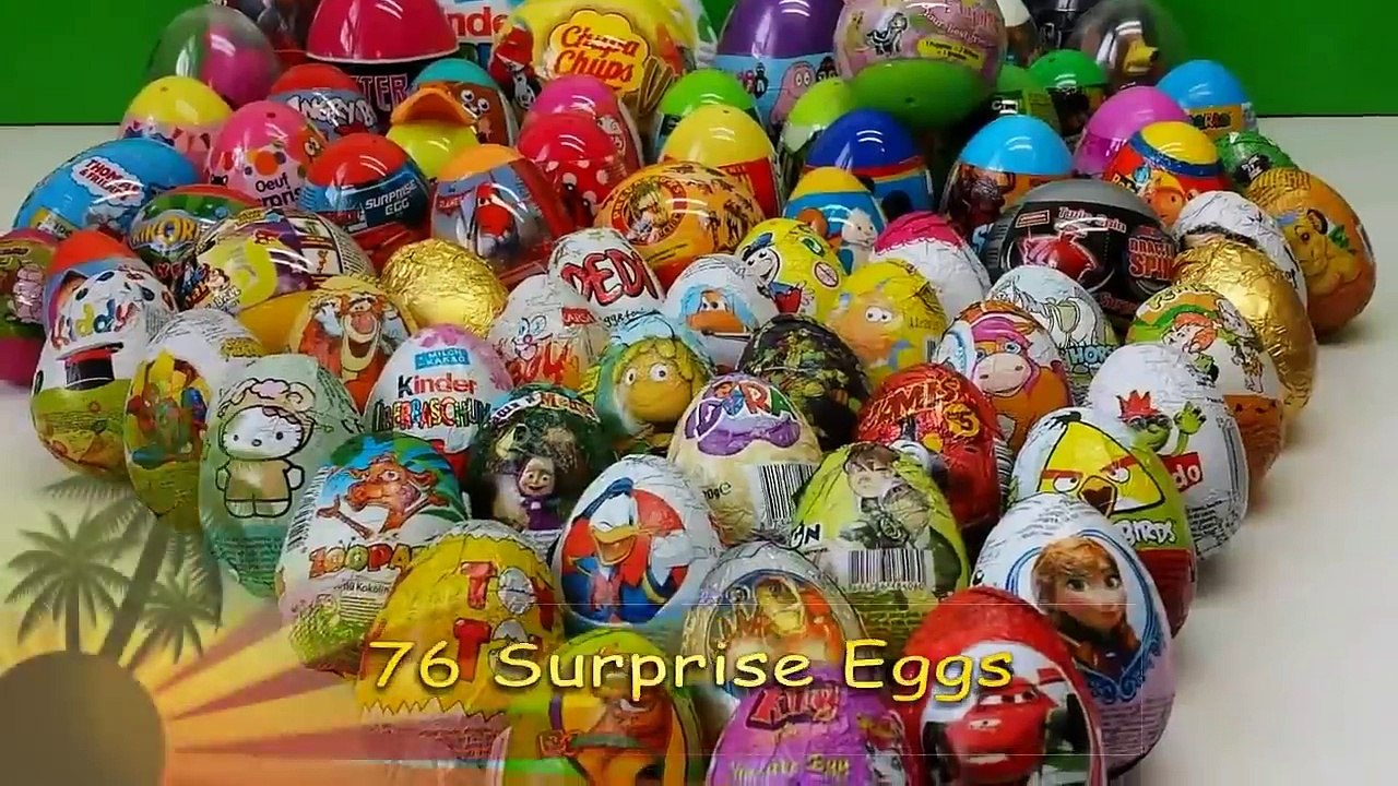 76 Surprise Eggs Kinder Surprise Maxi FROZEN Spiderman Marvel Masha Batman Peppa Pig Mickey Disney