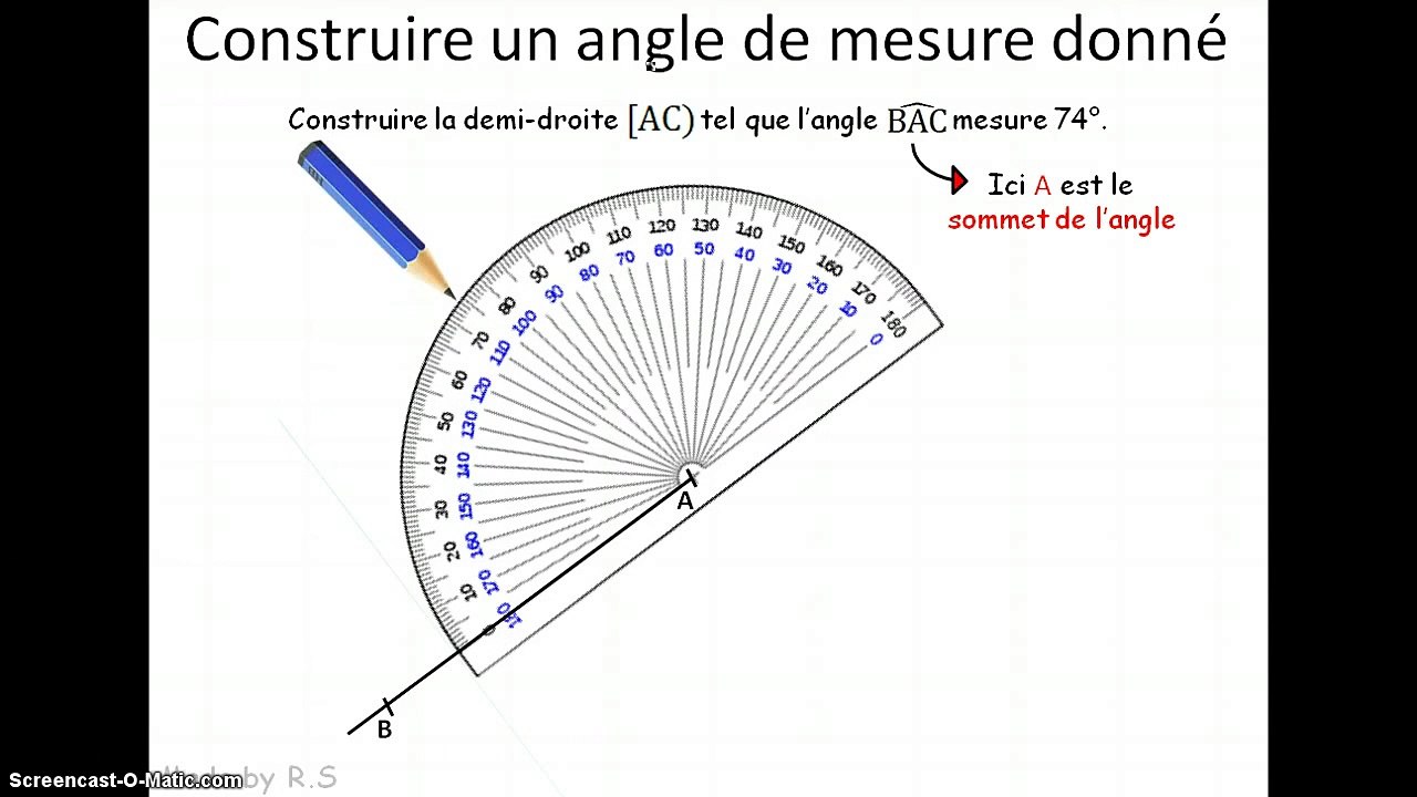 6ème Les angles Construire un angle de mesure donnée