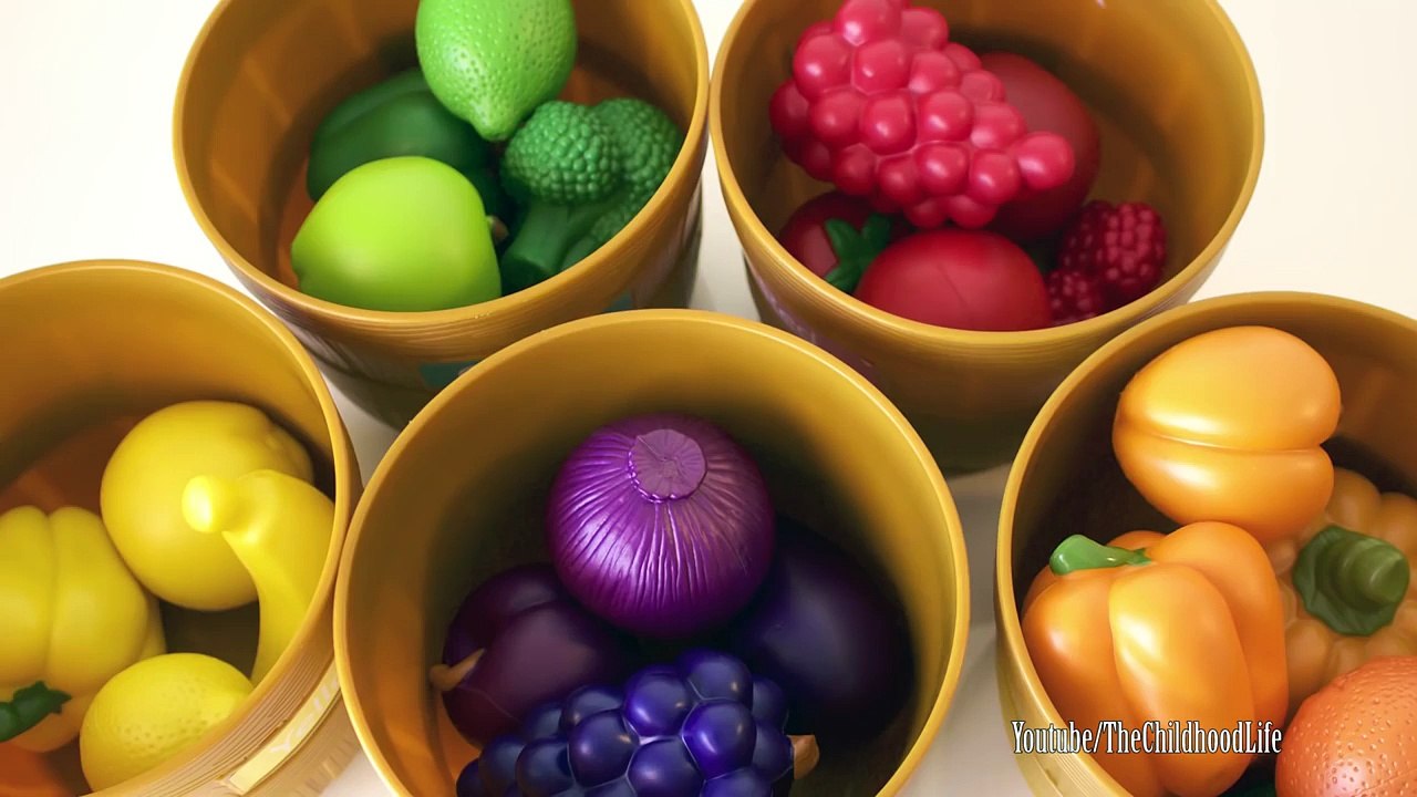 Learn Colors Names of Vegetable and Fruits Food | Farmers Market Color Sorting Set Play Food