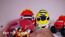 BLAZE and the MONSTER MACHINES! Giant Play Doh Surprise Eggs with Blaze Pickle and Stripes!