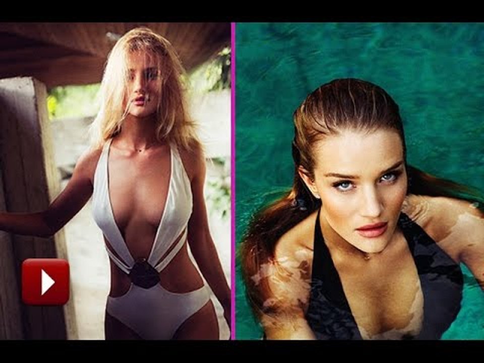 Model Rosie Huntington Poses In RACY Swimsuits For Men's Magazine