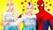 Evil Elsa Kidnaps Frozen Elsa! w/ Spiderman & Pink Spidergirl, Maleficent, Anna, Surprise