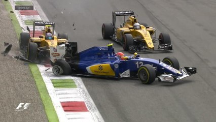 Grand Prix d'Italie 2016 - Accrochage entre Palmer (Renault) et Nasr (Sauber)