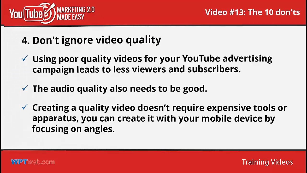 The 10 don'ts you have to avoid for Successful YouTube Marketing campaigns - YouTube Marketing - Video 13