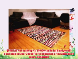 QUALITÃ„T Fleckerlteppich 140x70 cm Kelim Handgewebt Beidseitig nutzbar 2000g/m Flickenteppich