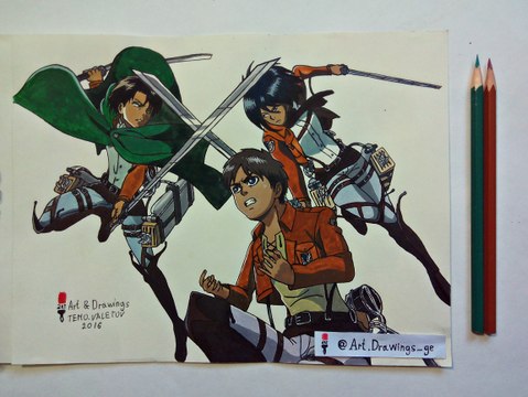 Speed Drawing Anime Attack on Titan / Рисую Аниме Вторжение гигантов / アニメ 進撃の巨人ドローイング / (Art & Drawings)