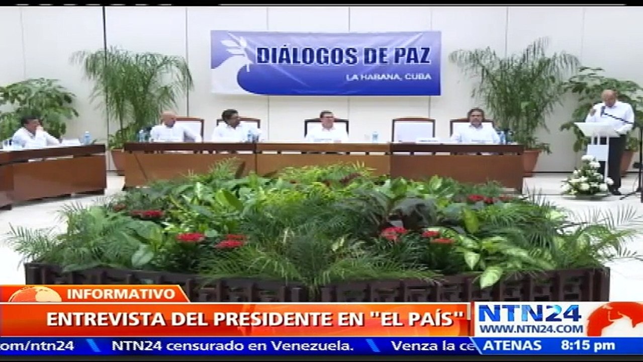 El presidente de Colombia Juan Manuel Santos opina que el gran reto que le queda al proceso de paz con la guerrilla de las FARC "es hacer una pedagogía efectiva..." que contribuya a "neutralizar casi cuatro años de mentiras y de desinformación"