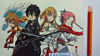Speed Drawing Anime Sword Art Online / Рисую Аниме Мастера меча онлайн / アニメソードアート・オンラインドローイング / (Art & Drawings)
