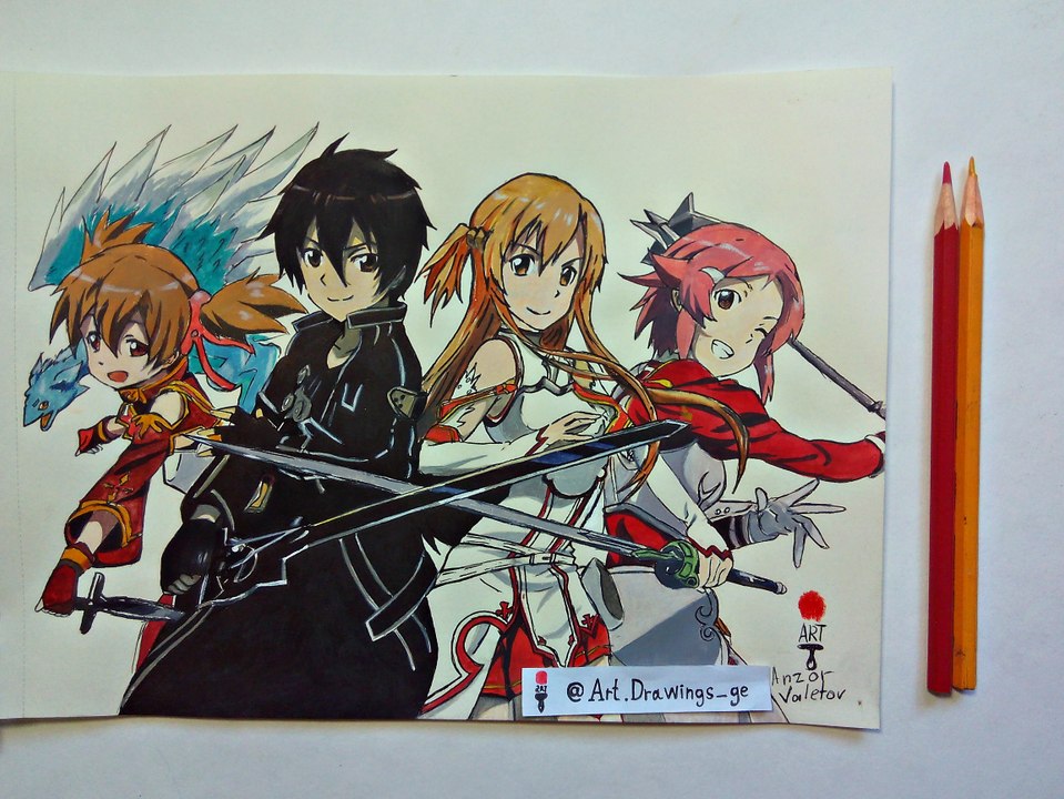 Speed Drawing Anime Sword Art Online / Рисую Аниме Мастера меча онлайн / アニメソードアート・オンラインドローイング / (Art & Drawings)