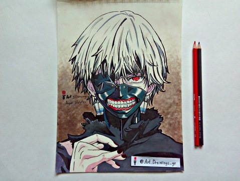 Speed Drawing Anime Kaneki Ken Tokyo Ghoul / Рисую Аниме Кэн Канэки Токийский монстр / アニメ金木 研トーキョーグールドローイング