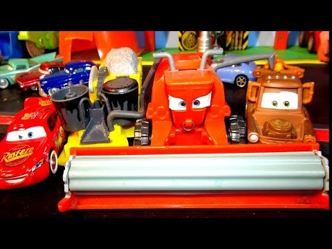 Disney Pixar Cars FRANK and BESSIE from the Cars Character Encyclopedia, Mater and Lightning McQueen