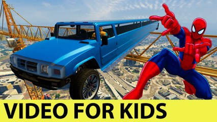Fun LONG CARS with Spiderman Cartoon for Kids and Nursery Rhymes Songs for Children