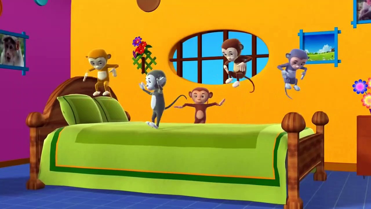 Five Little Monkeys Jumping on the bed - 3D Animation English Nursery ...