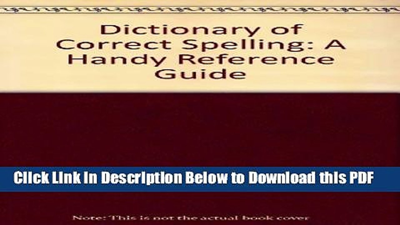 [PDF] Dictionary of Correct Spelling: A Handy Reference Guide (EH) Ebook Free